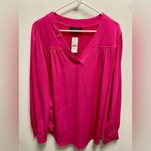 Lane Bryant Pink Relaxed 3/4 Sleeve Blouse